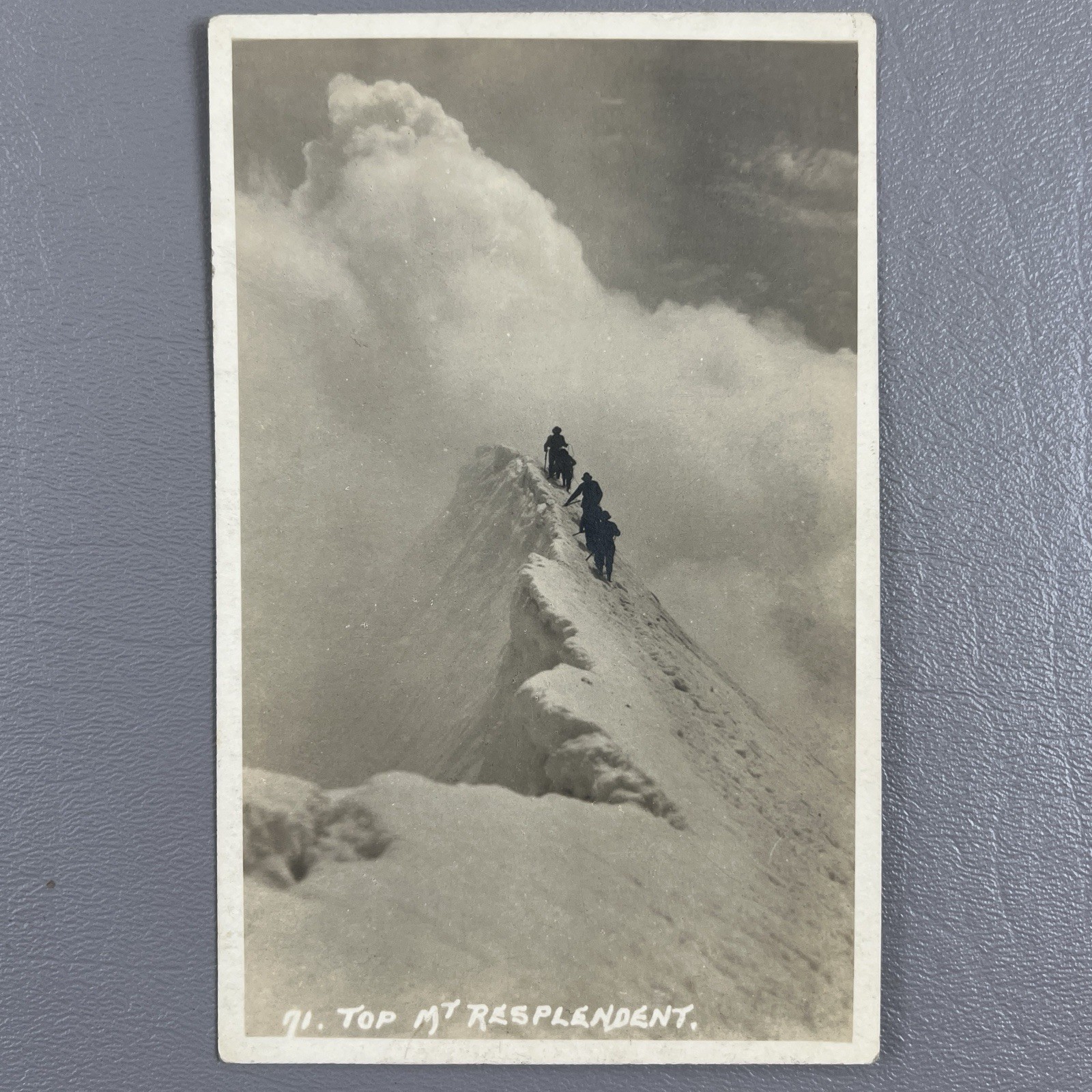 RPPC Real Photo Postcard Hikers Climbers Top Mt Resplendent Canada AZO