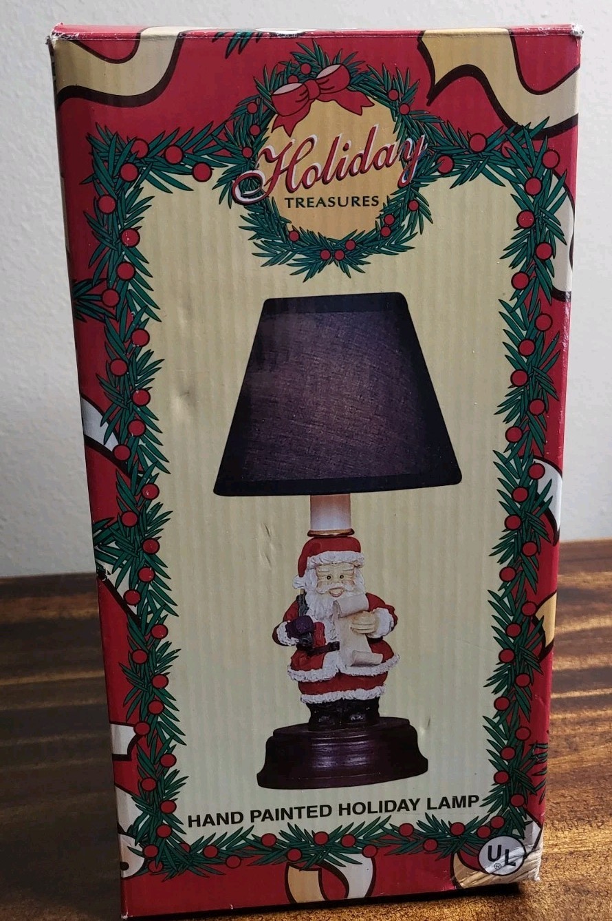 Vintage Handpainted Santa\'s List Holiday Lamp 10.75\