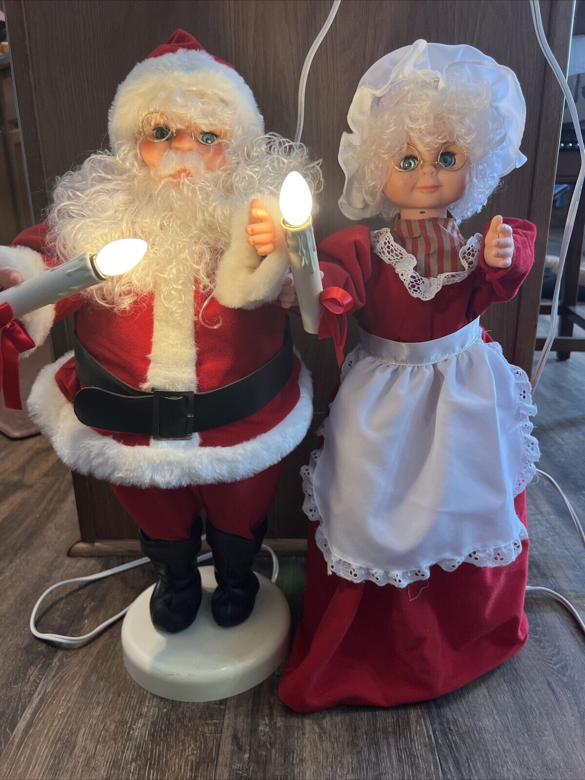 VTG Santa And Mrs Claus Animated Lighted Christmas 24” WORKS Rennoc In Boxes