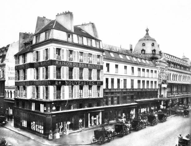 The Bon Marche department store Paris around 1875 Historic Old Photo