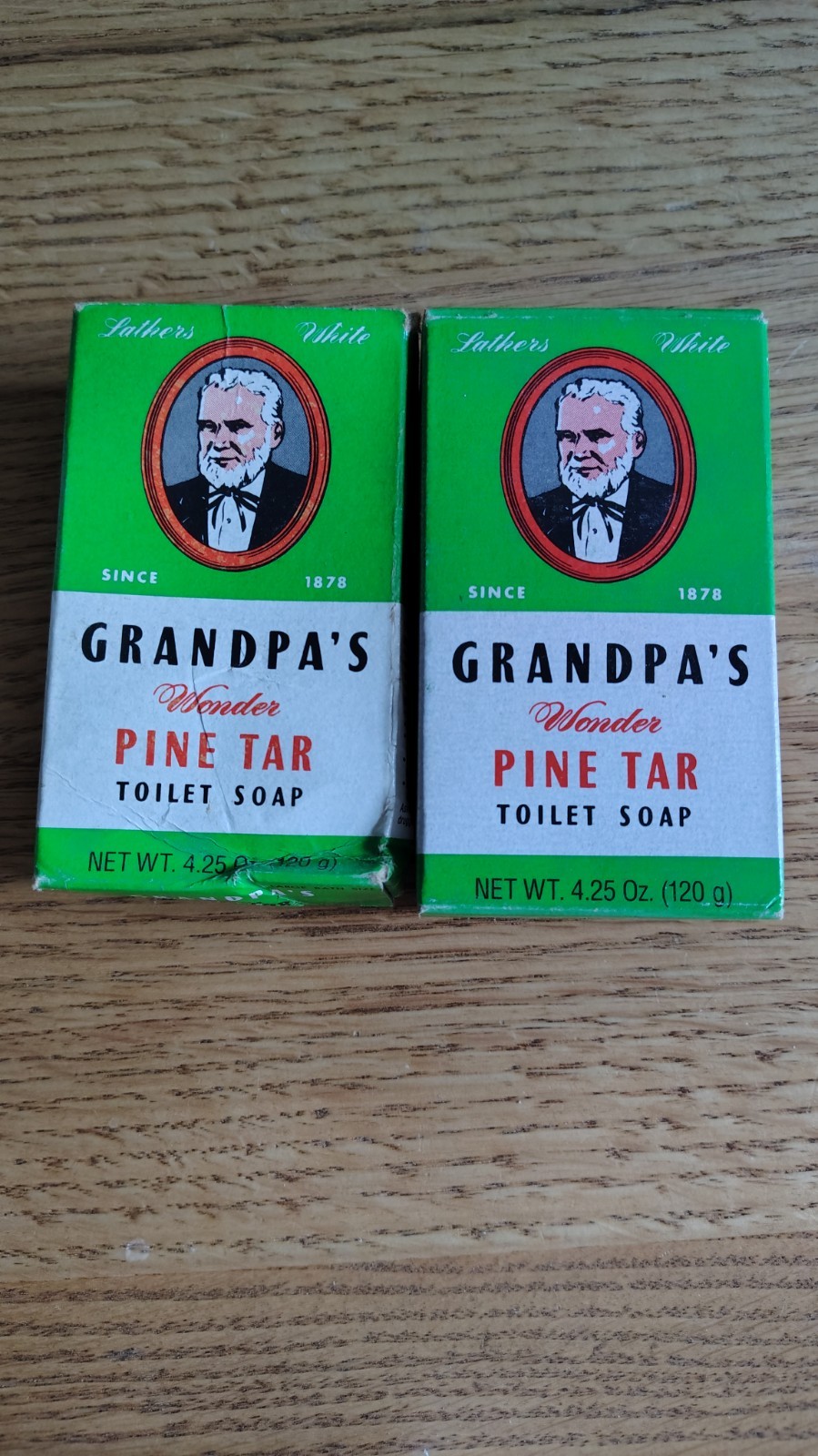 Vintage Grandpa's Wonder Pine Tar Toilet Soap Lot 2 Bars 1980s 1990s