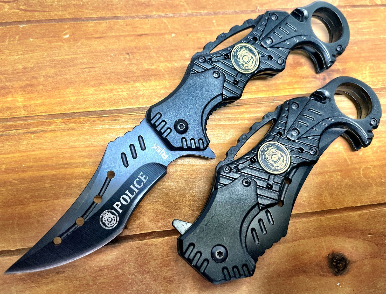 Spring Assisted Asst Karambit Tactical US POLICE Pocket Knife With Seat Belt
