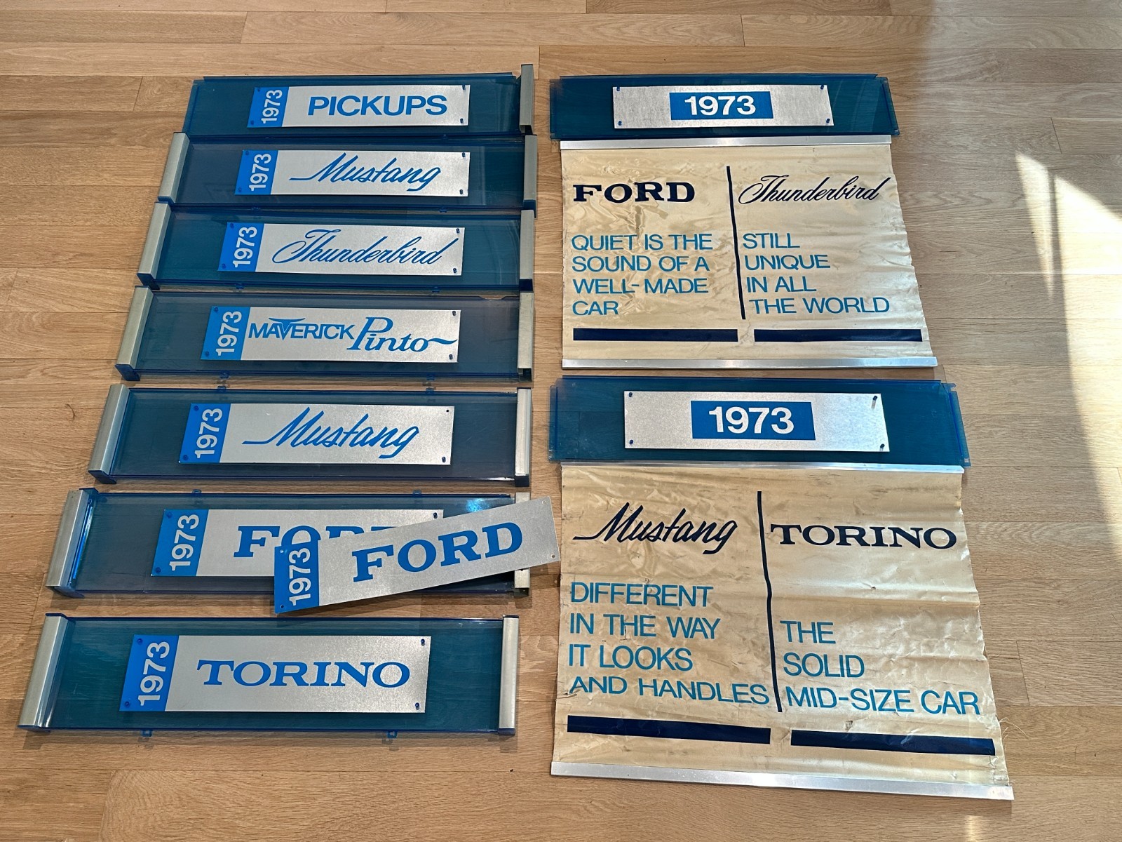Vintage 1973 FORD 9pc Advertising Banner Plastic Display Dealership Dealer Board