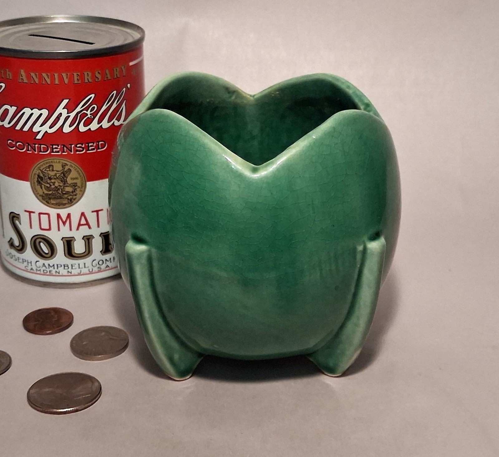 TULIP VASE vtg art deco mccoy pottery bulbous ball bowl nelson green windowsill
