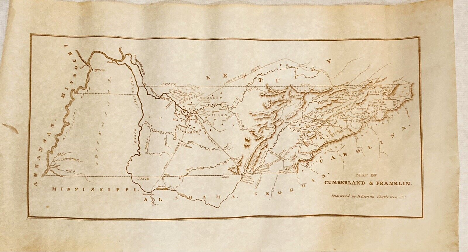 Vintage Map Of Cumberland & Franklin As Referred To In Ramsey’s Annals TN 1853
