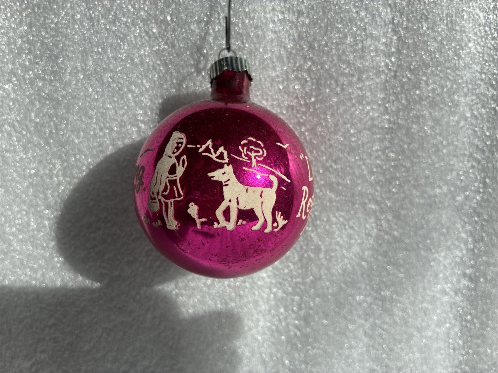 Vintage Shiny Brite Little Red Riding Hood Glass Christmas Ornament -pink - 2.5”