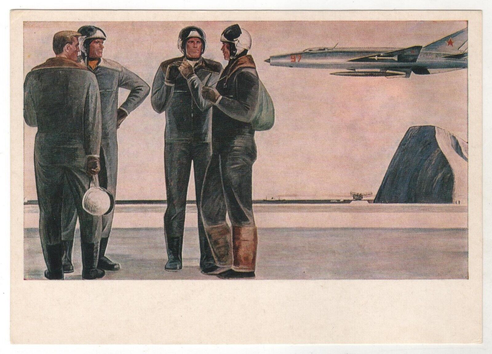 1972 Strong pilots Aces of the Arctic Muscular male aircraft OLD Russia Postcard