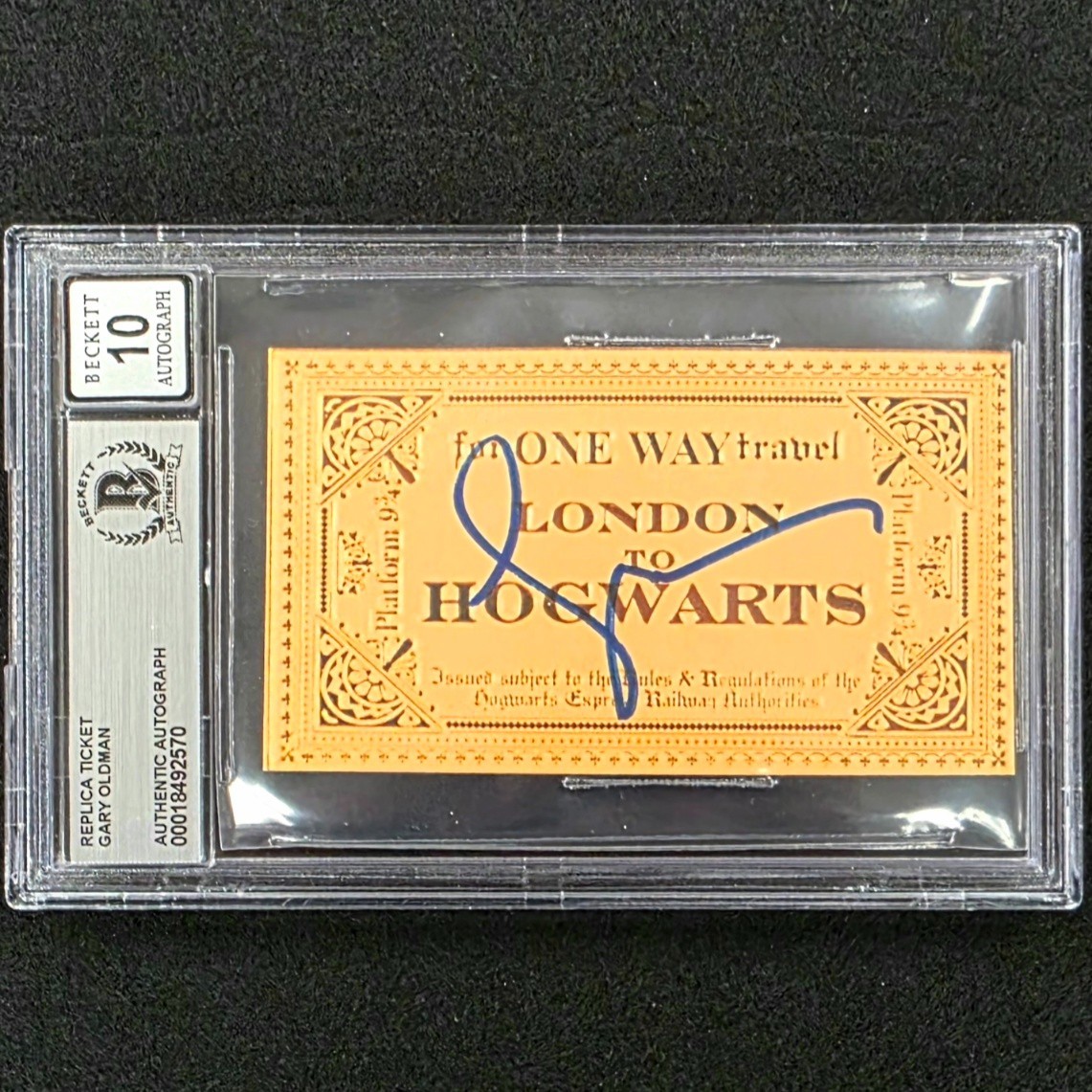 Gary Oldman signed Hogwarts Express Ticket Prop Sirius Black Beckett BAS 10 Auto