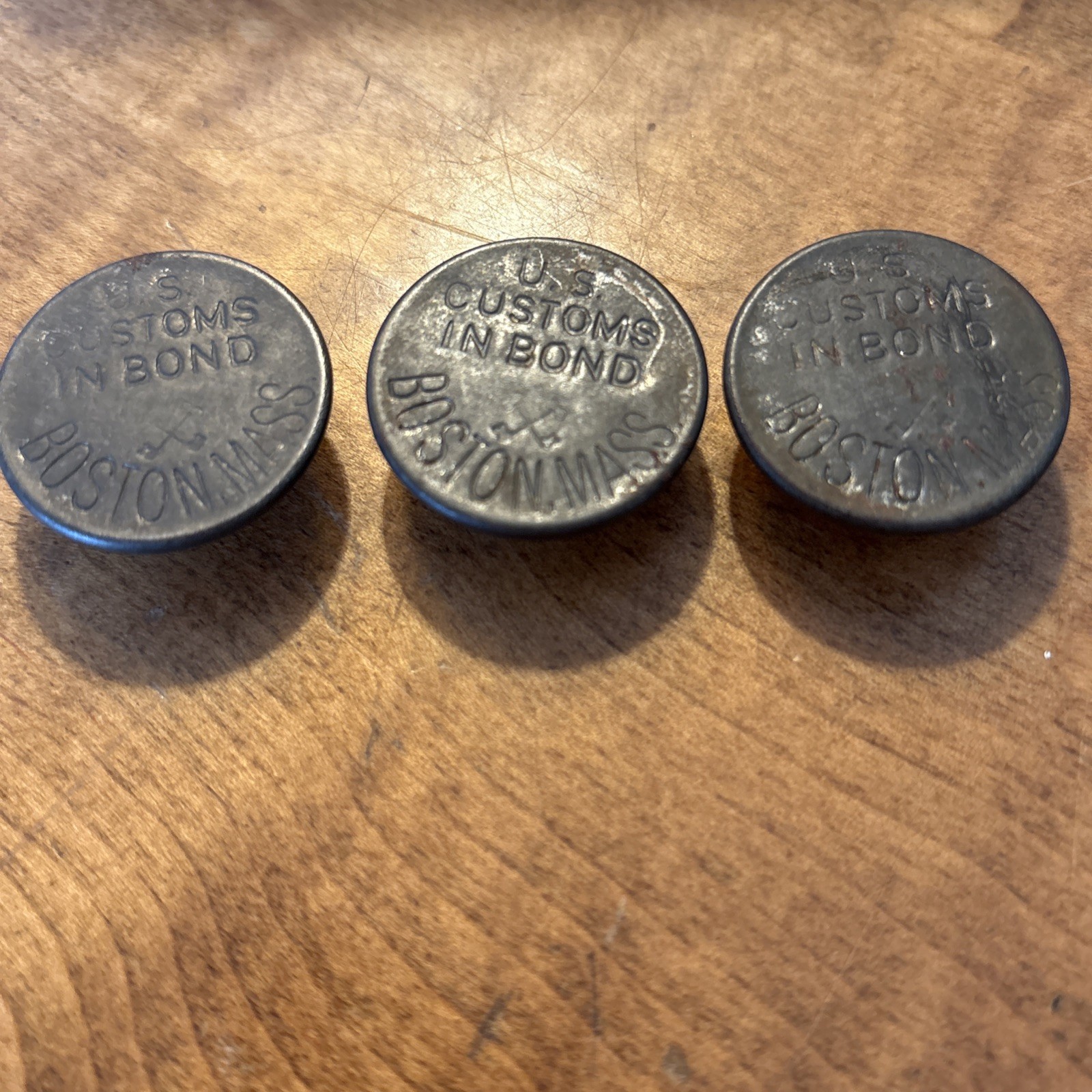 Rare (3) Antique 1913 U.S. Customs In Bond Metal Security Seals/E.J. Brooks & Co