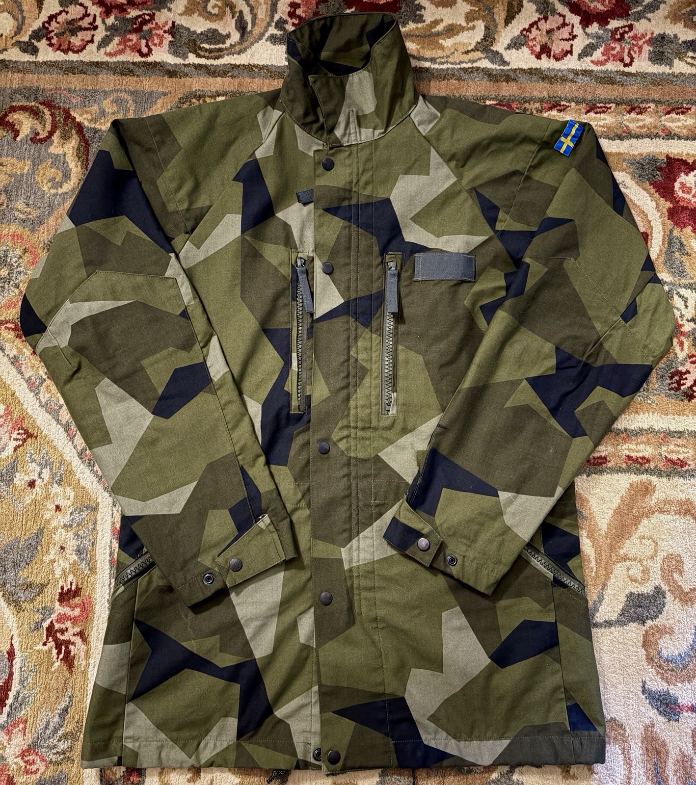 VTG Swedish ARMY Military M90 CAMO FIELD JACKET Parka Large/medium