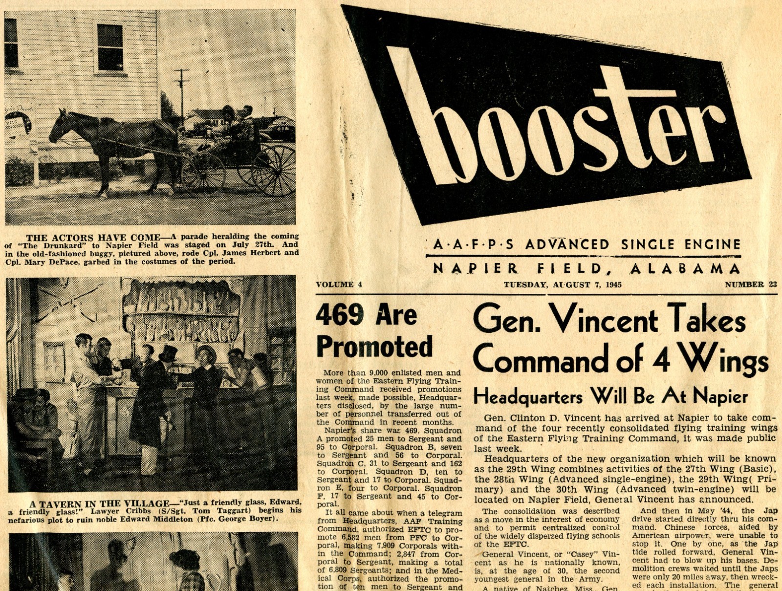 Booster Newspaper August 7 1945 AAFAFS Napier Field Dothan Alabama WWII M0059C
