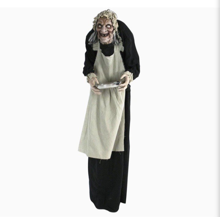 Life Size talking, led lights, moving, 5.2ft Halloween prop, witch, old lady