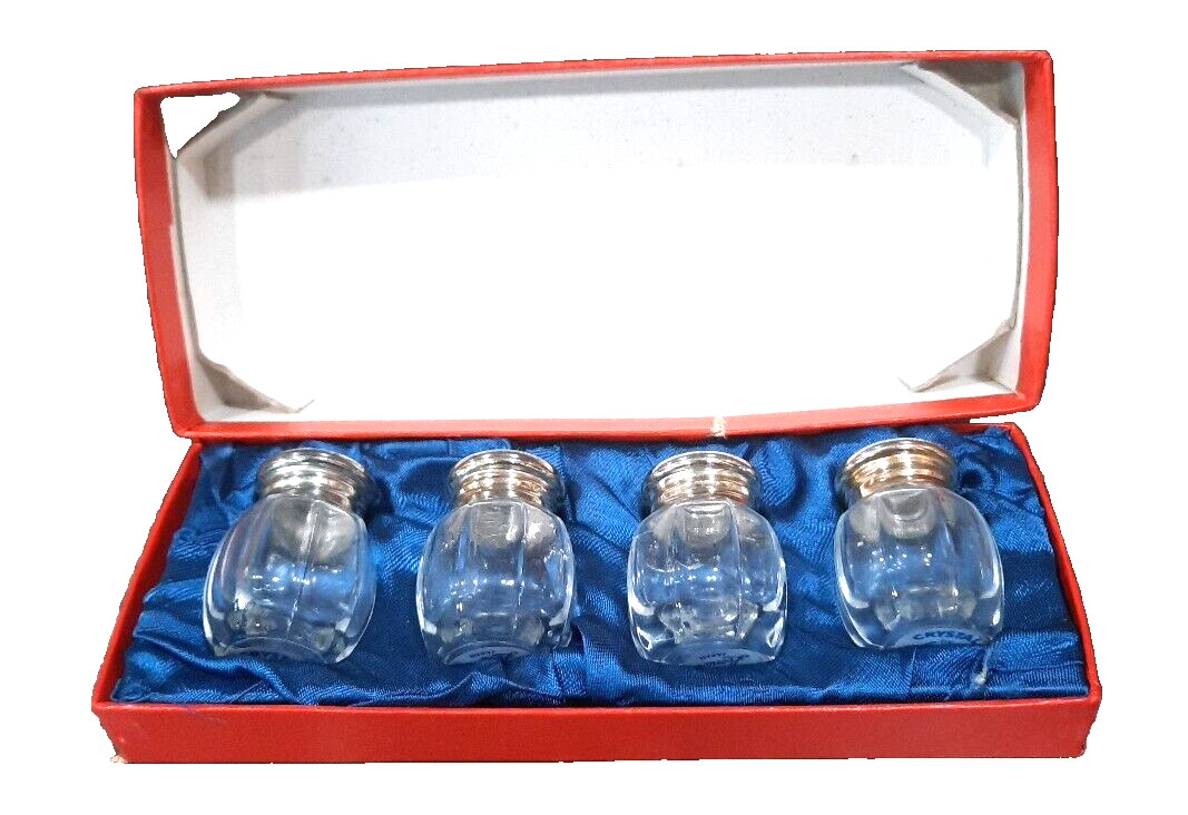 Vintage Leonard Crystal Glass Salt & Pepper Shakers - Set of 4 - Made in Japan
