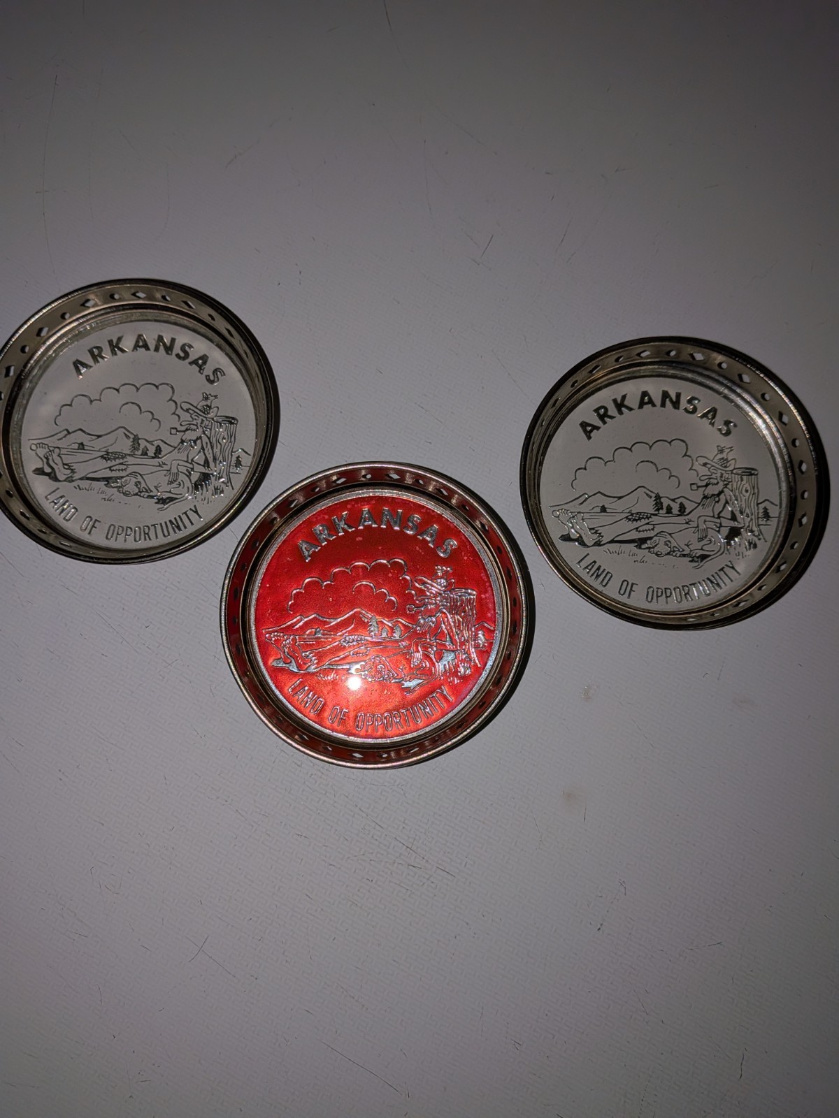 Vintage Arkansas Land of Opportunity Souvenir Drink Coasters Lot of 3