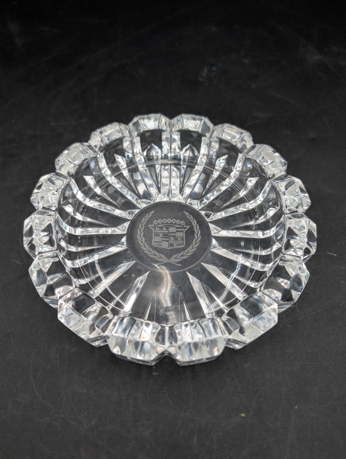 Nice Vintage Cadillac promotional cut-crystal ashtray **RARE**