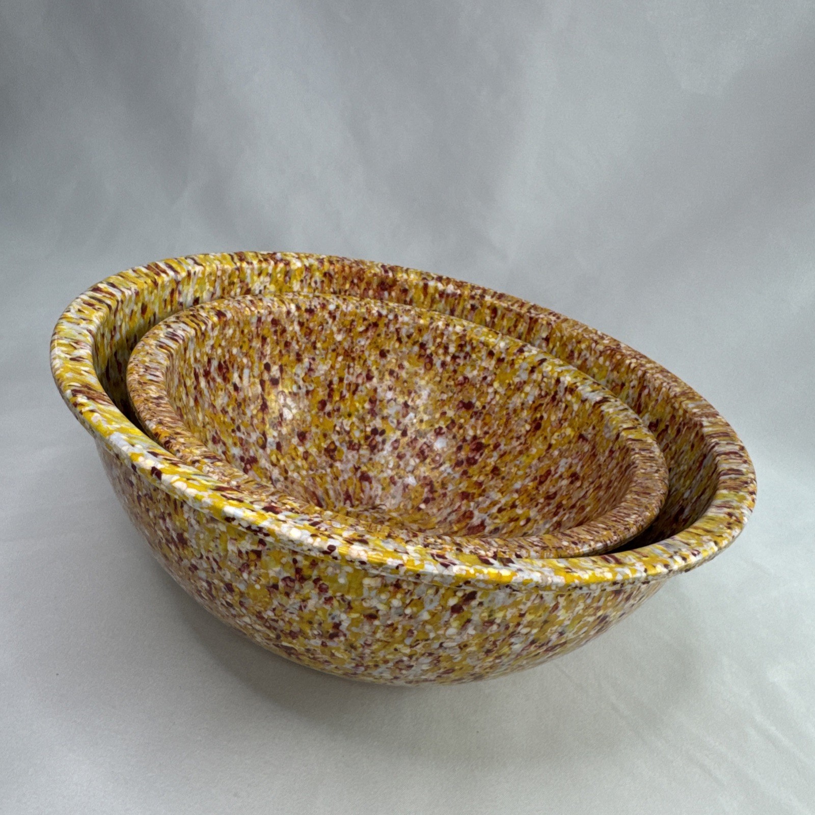 VTG 2 Brookpark Confetti Melamine Melmac Nesting Bowls MCM 8\
