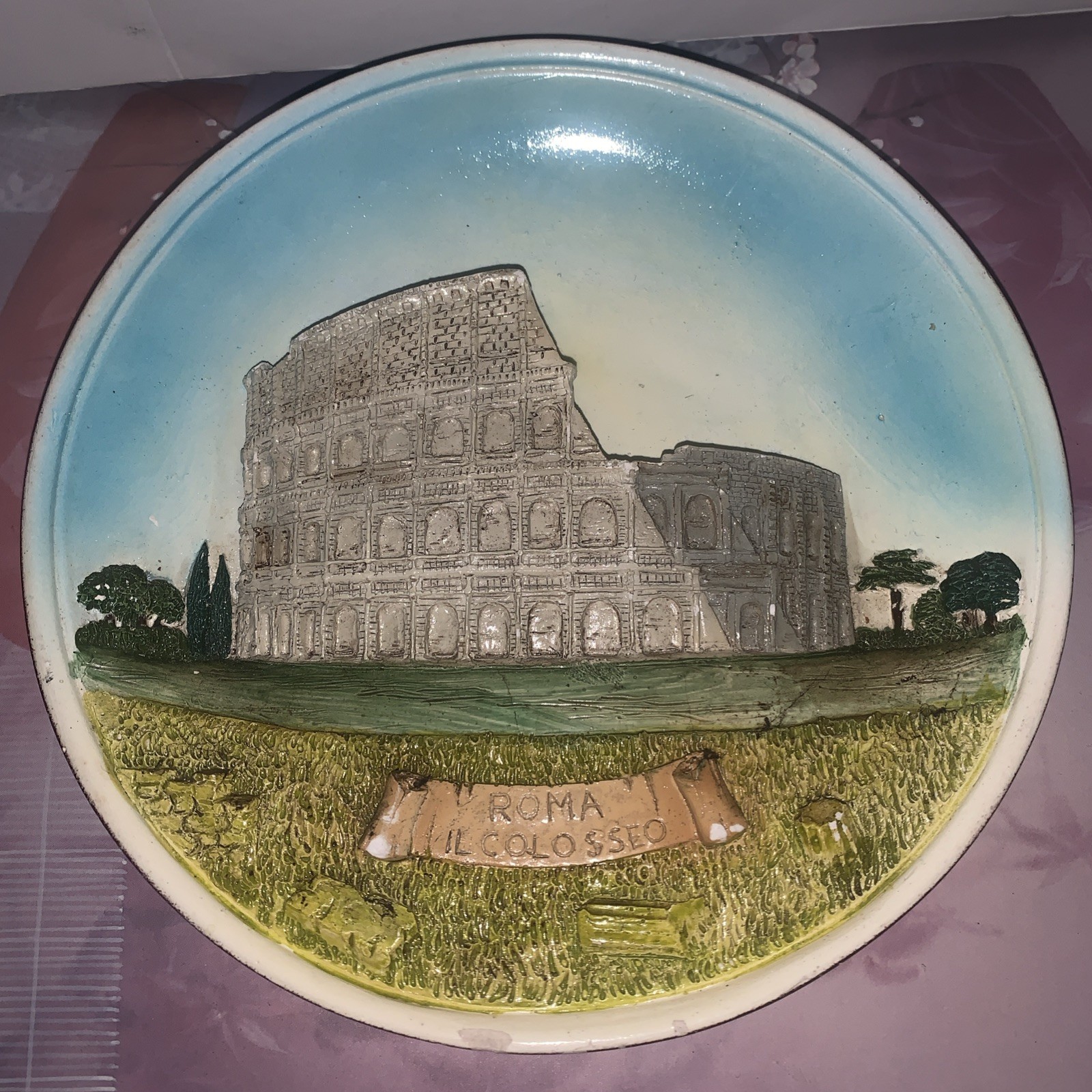 Vintage Style Rome Italy Colosseum 3D Relief Wall Plaque Souvenir Decor