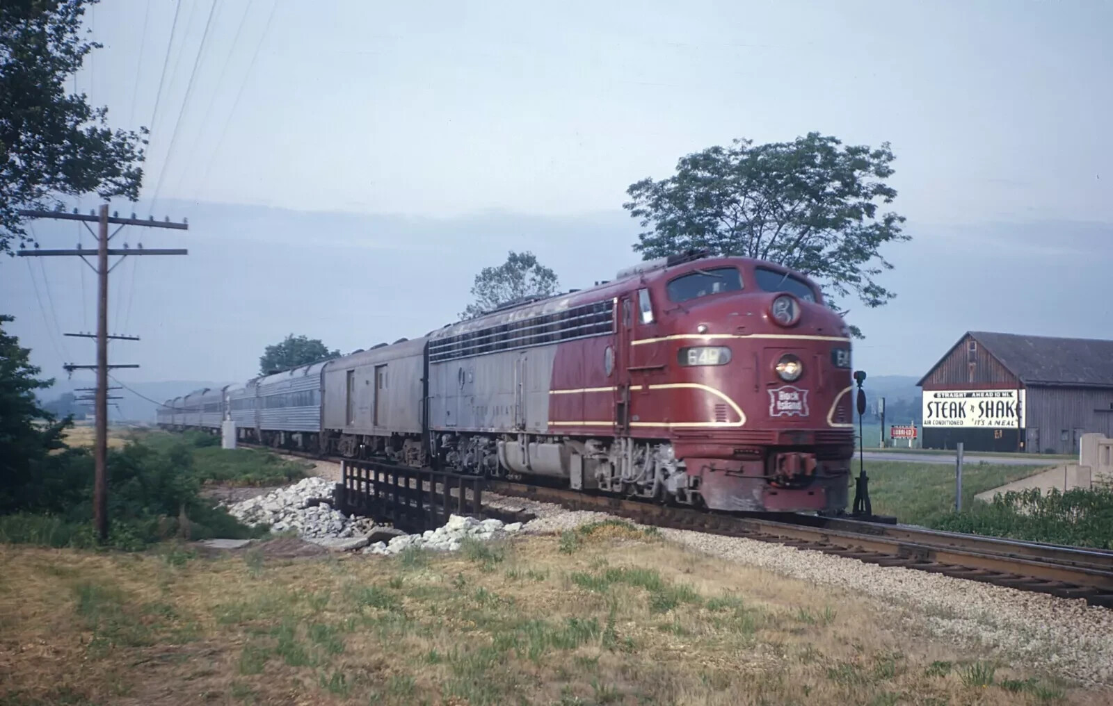 CRI&P EMD E8A No. 649 8 x 10 Photo w the Peoria Rocket, Mossville, IL, June 1963 CRI&P EMD E8A No. 649 8 x 10 Photo w the Peoria Rocket, Mossville, IL, June 1963