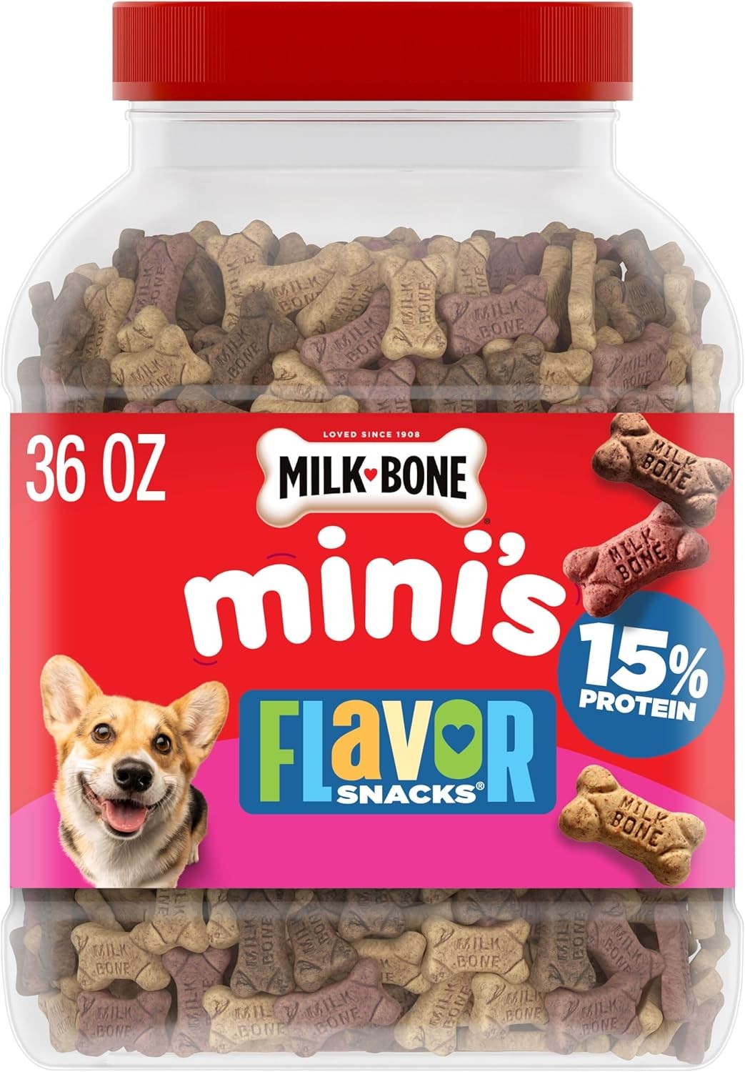 Milk-Bone Flavor Snacks Mini�s Dog Biscuits, Flavored Crunchy Dog Treats, 36 Oz.