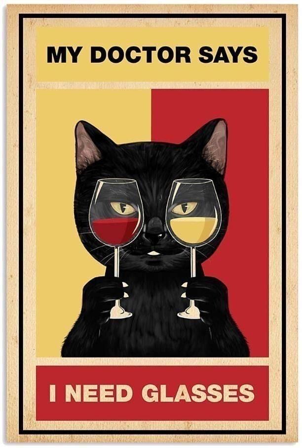 Cat with glasses of wine \