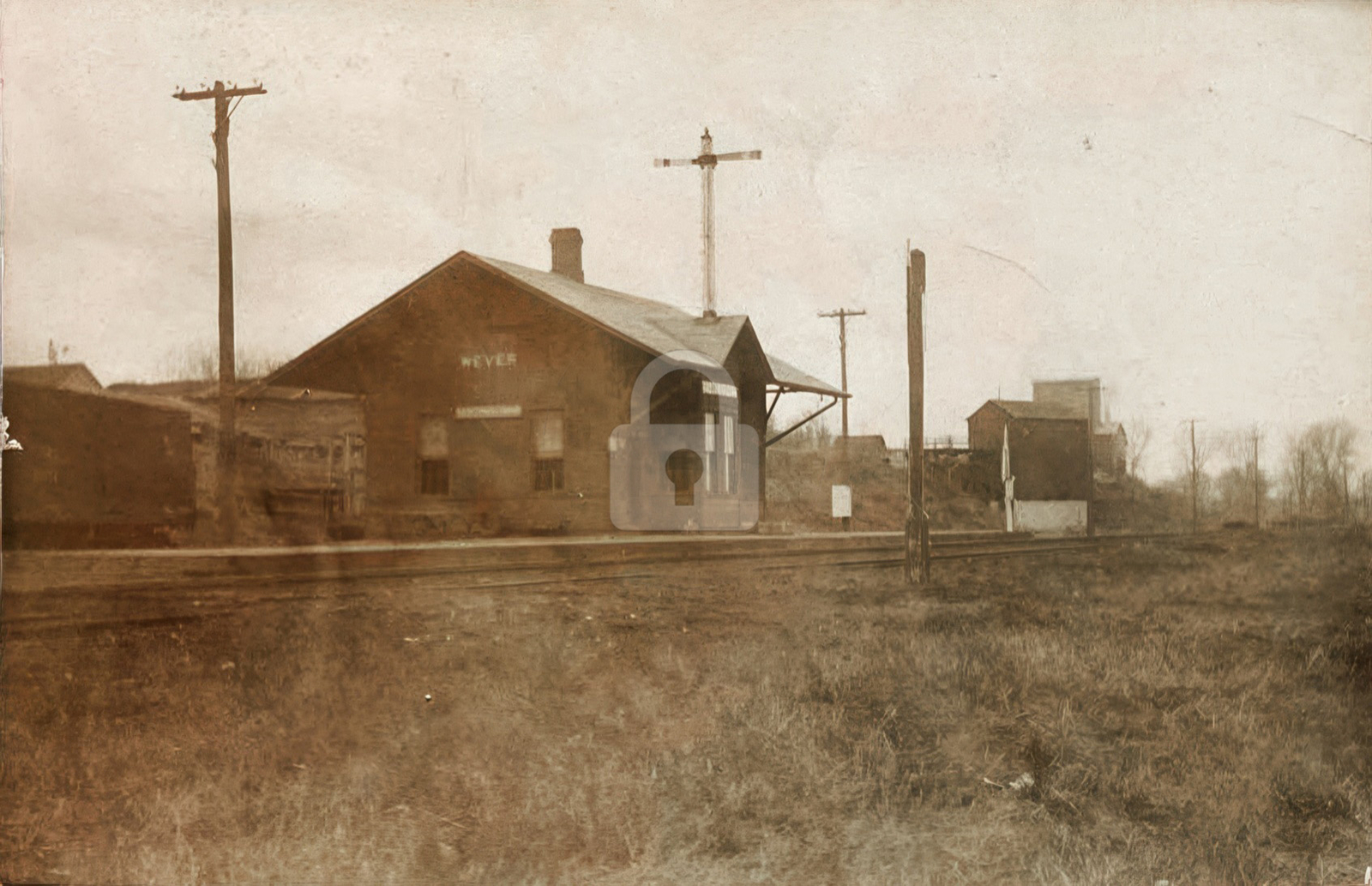 Wever Iowa Railroad Train Station Depot RPPC Photo Postcard COPY