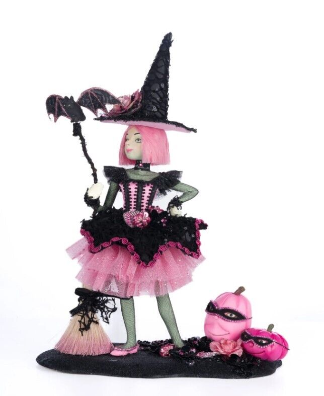 Katherine's Collection Halloween Rosalie Blackthorne Tabletop Witch Pink Black