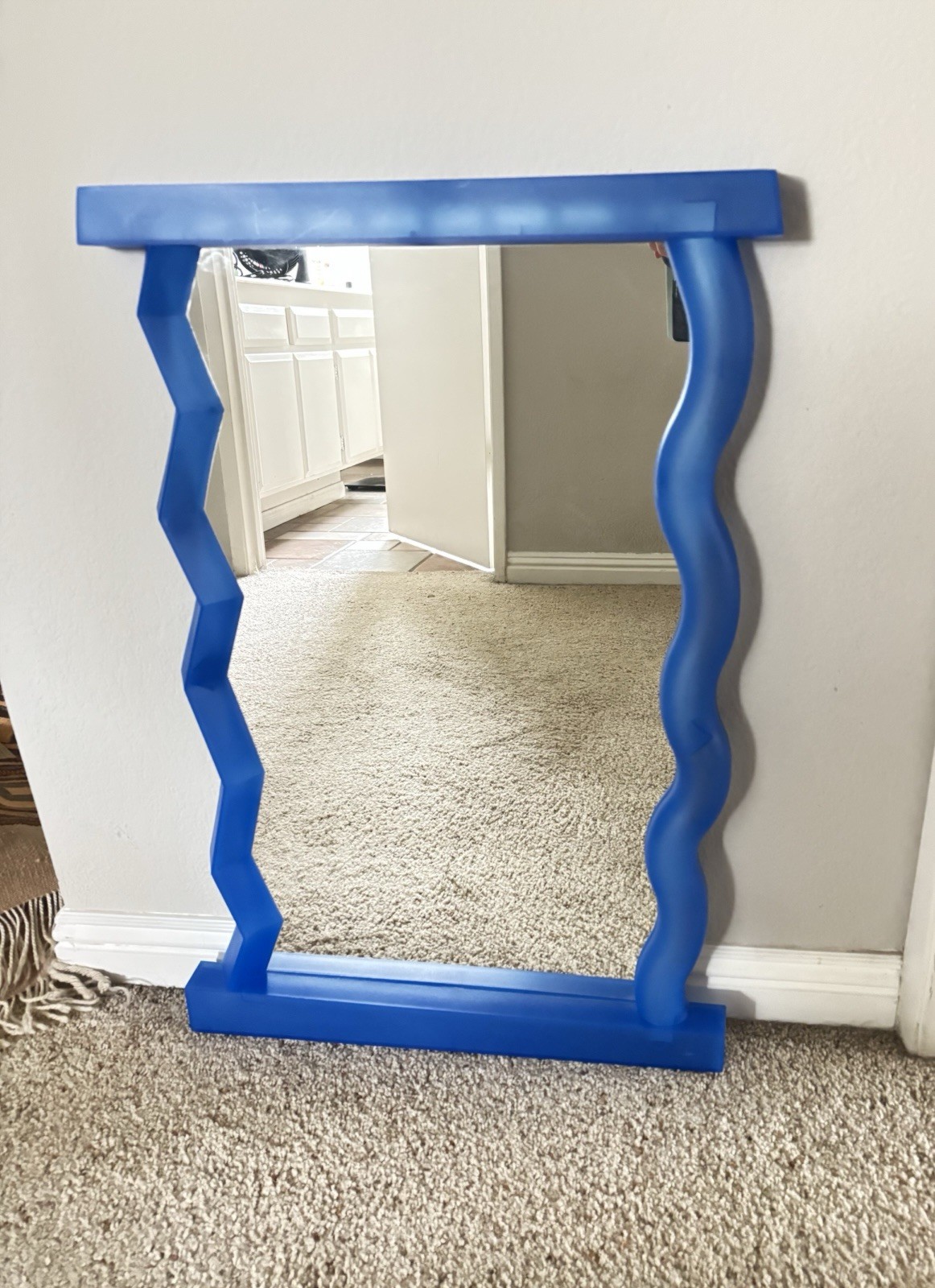 RARE HTF Vtg 1996 IKEA ULK Mirror Geometric Squiggle Blue Plastic Postmodern