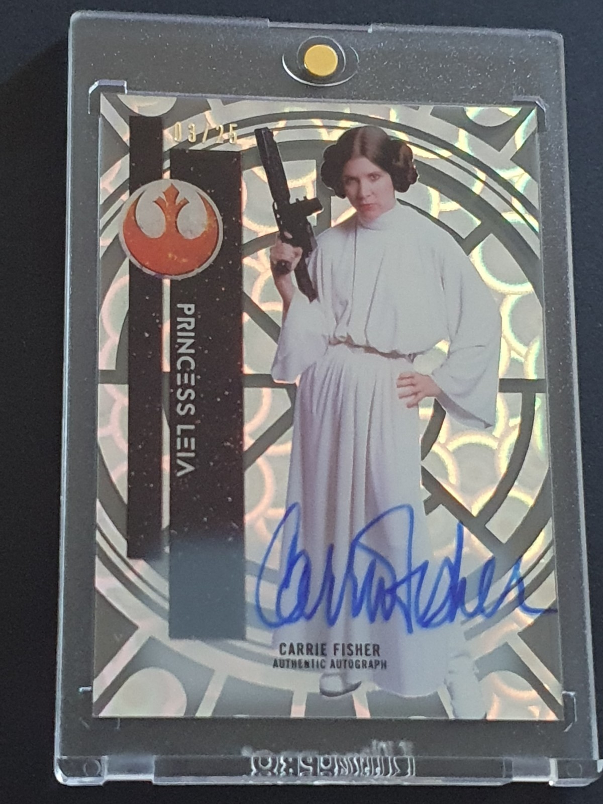 Carrie Fisher Princess Leia Star Wars Topps Tek Auto Card /25