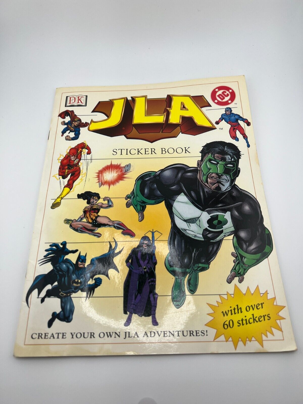 DK JLA Sticker Book DC Comics Over 60 Stickers 2002 Paperback Sticker Book VTG