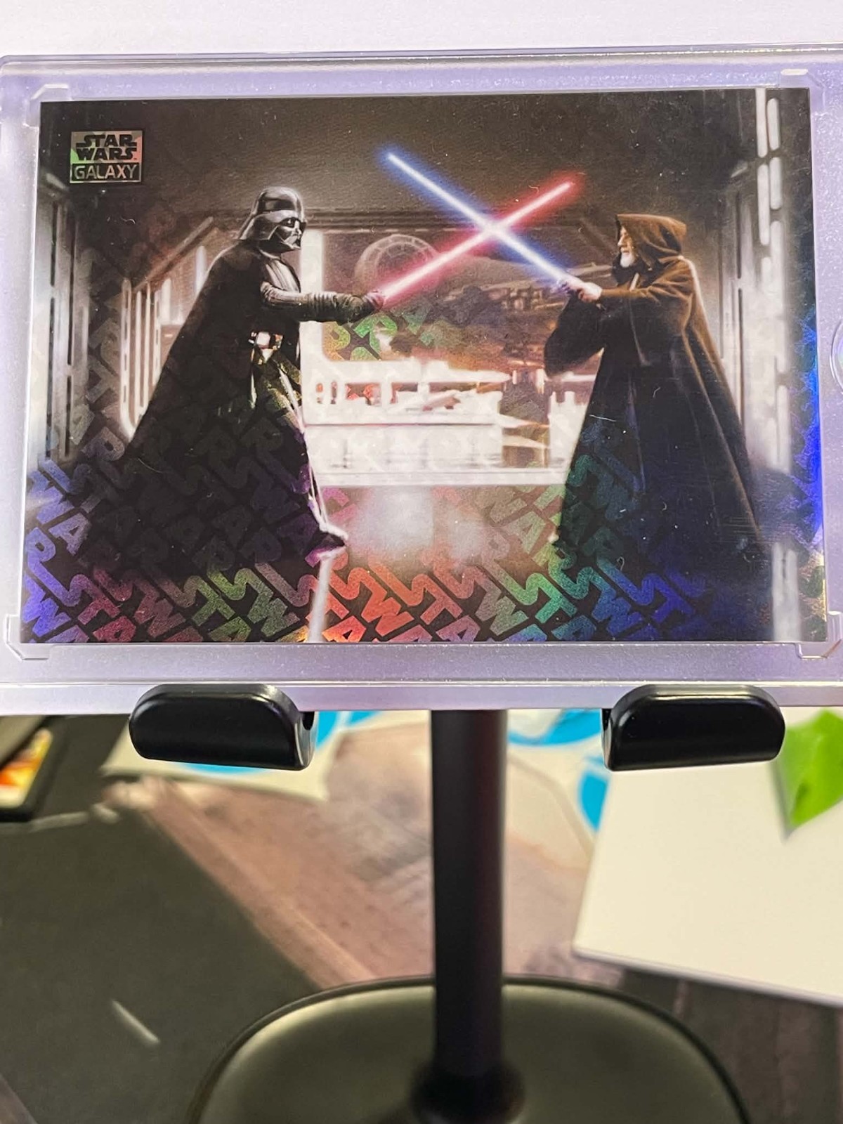 2026 Topps Star Wars Galaxy #85 Death Star Duel Vader Obi-Wan Logofractor /77 SP