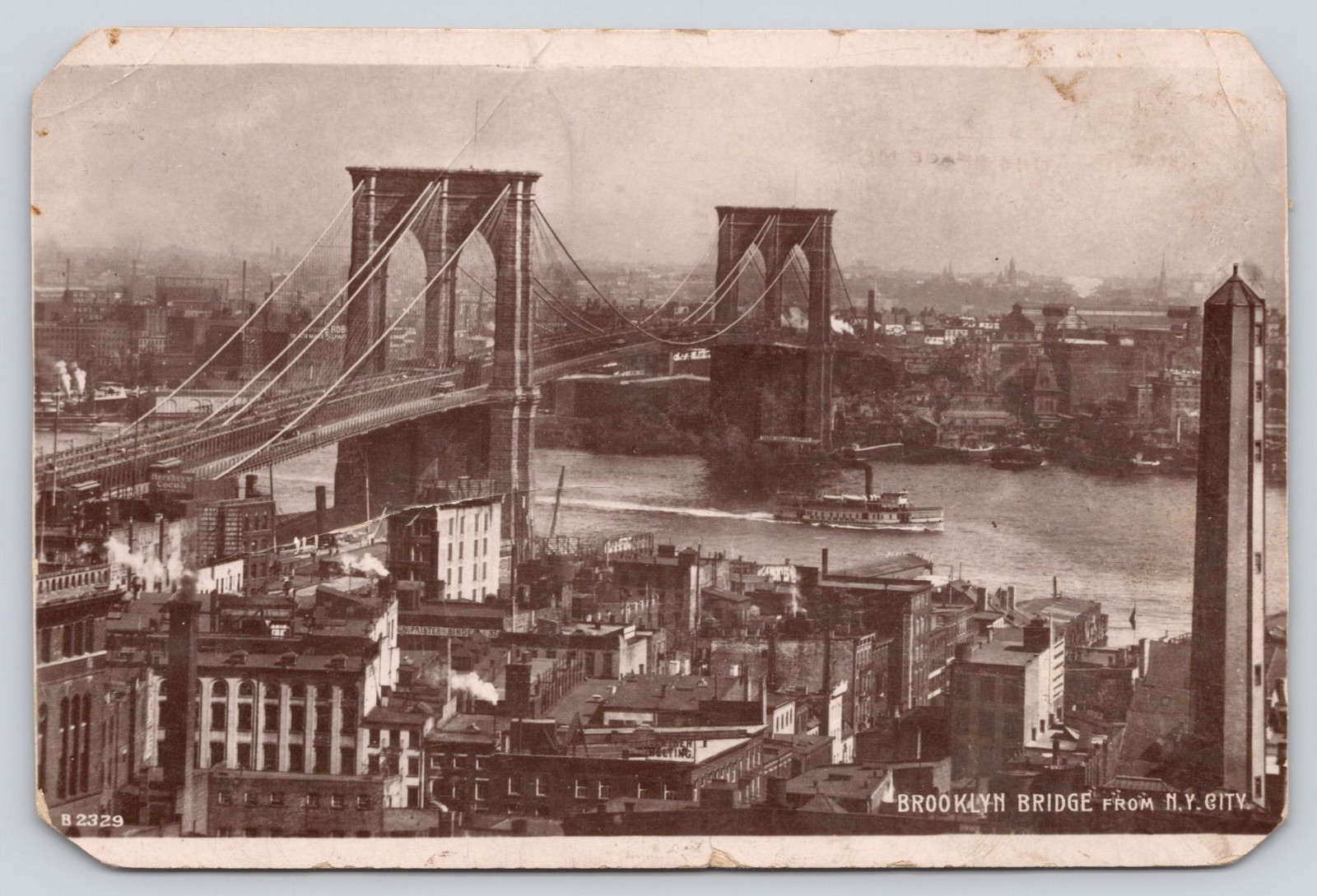 Brooklyn Bridge from New York City Rotograph RPPC 1911