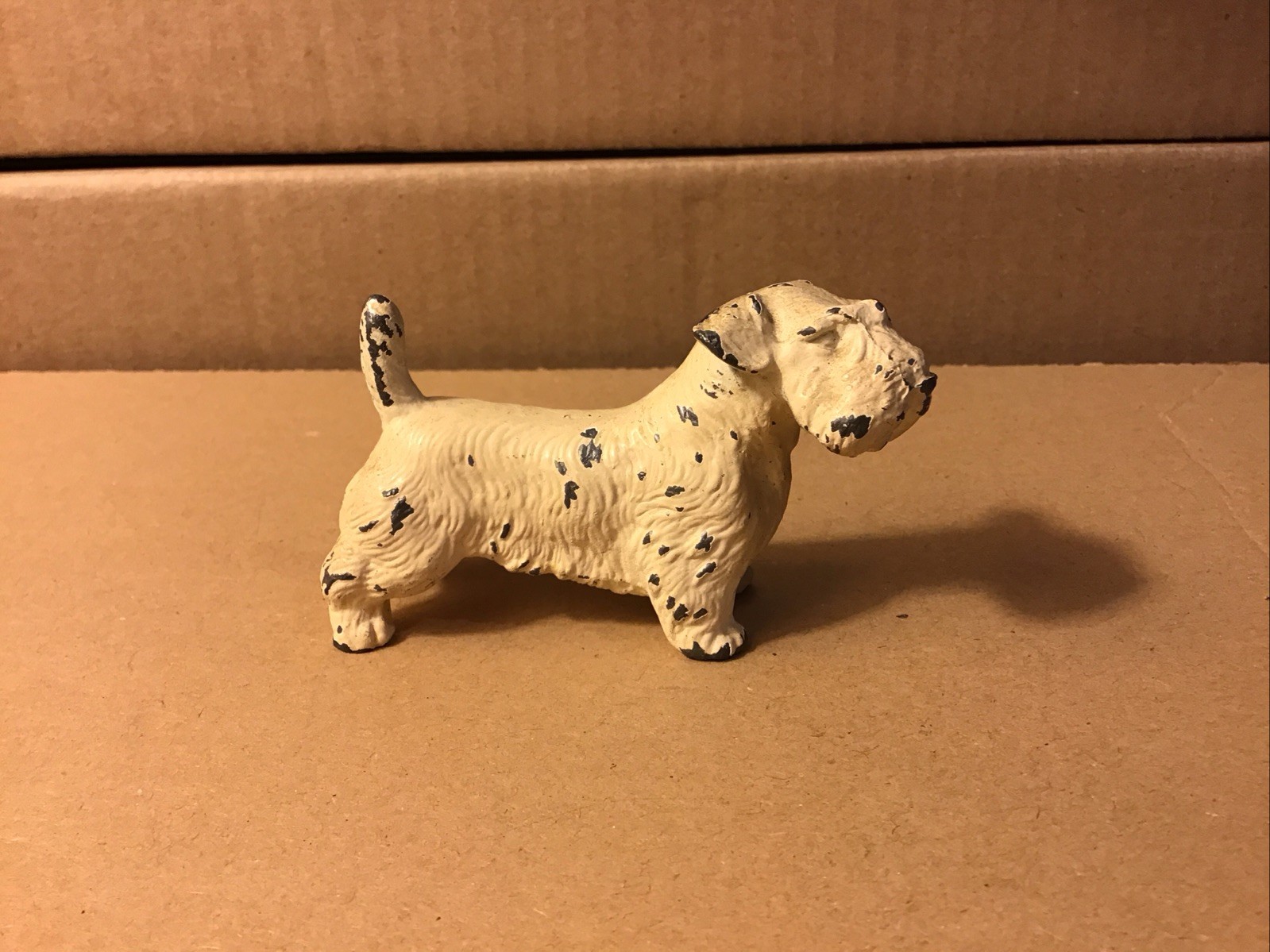 Vintage Cast Iron Sealyham White Terrier Dog 3” Figure Paperweight Display