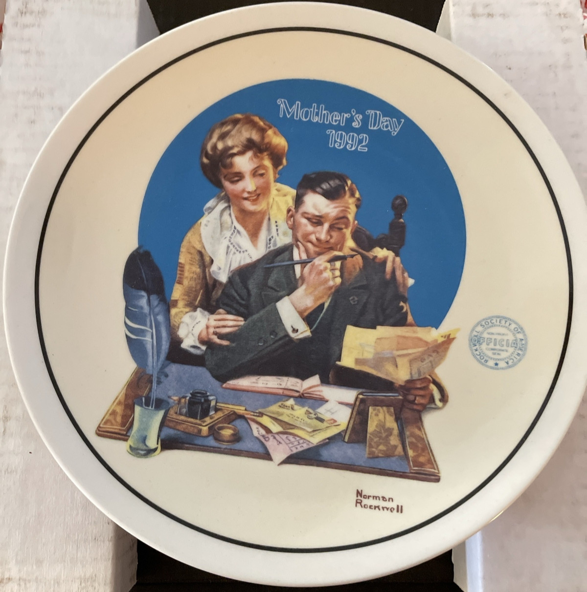 Norman Rockwell MOTHERS DAY Plate 1992 W/CERTIFICATE OF AUTHENTICITY DOCUMENTS