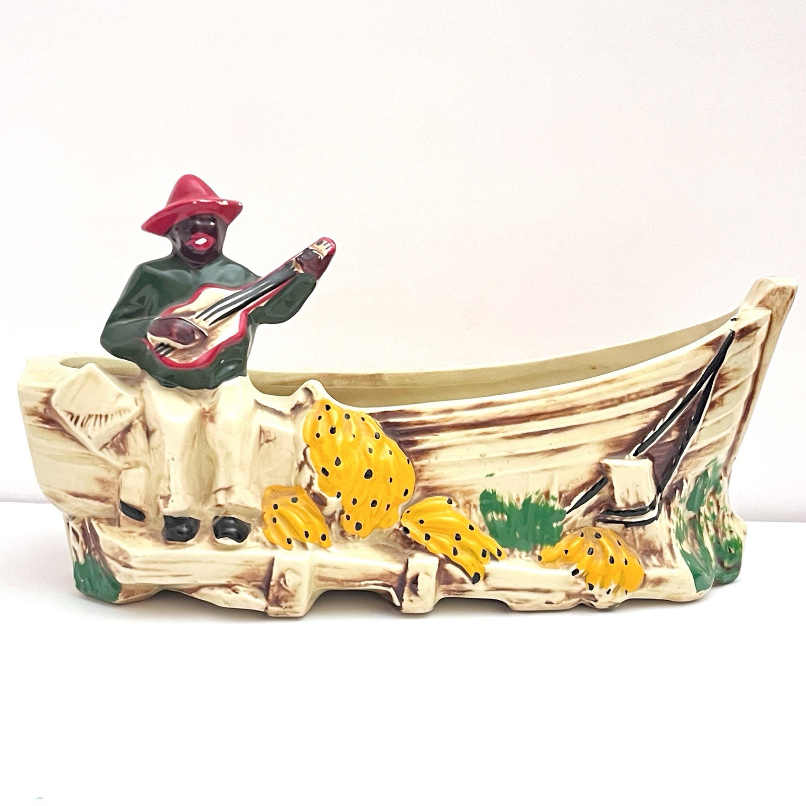 Vintage McCoy Planter Calypso Guitar Player Banana Boat Art Pottery Hard To Find