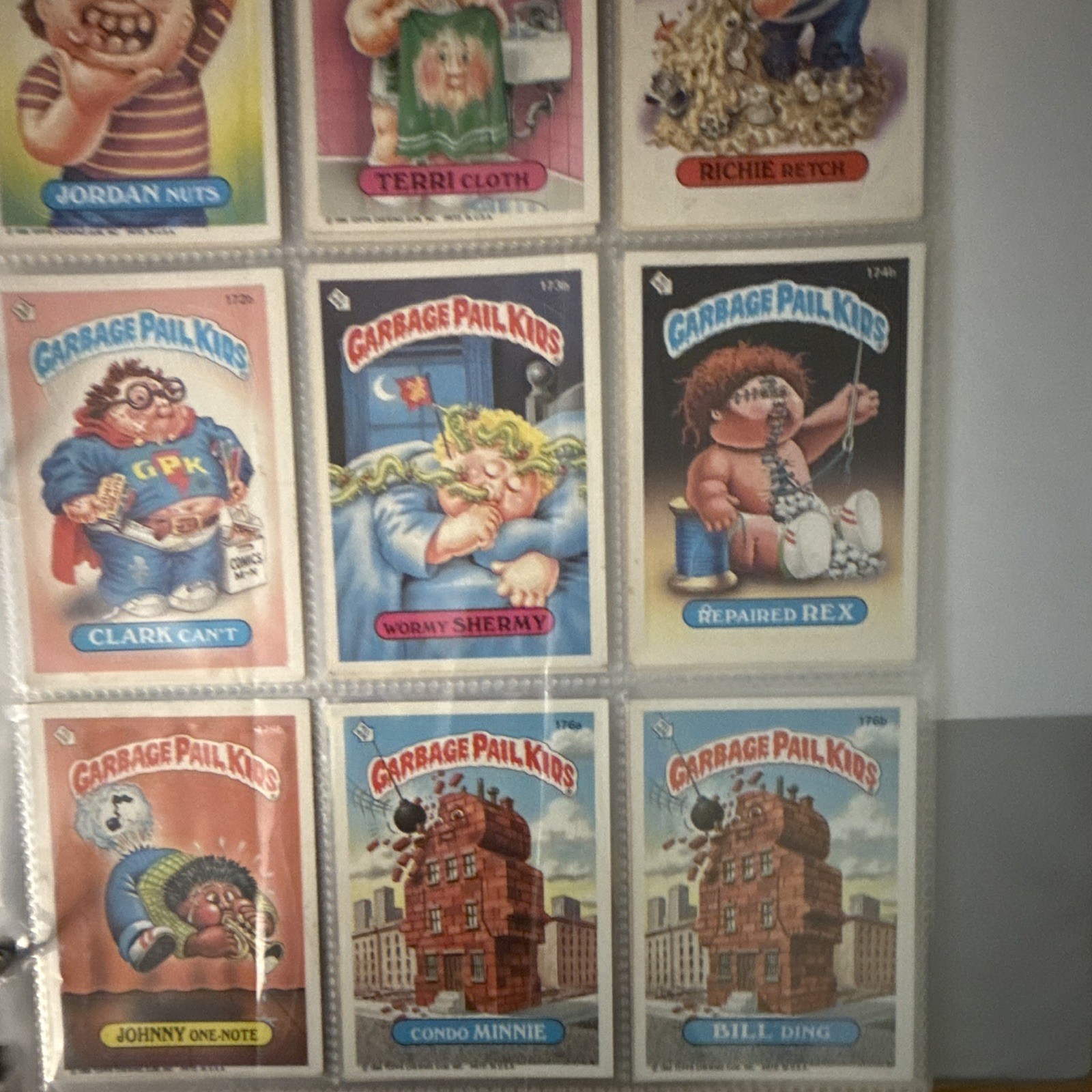 Topps 1984 Garbage Pail Kids Puzzle 2 Card Lot Tanya Hide/Audio Augie 195a