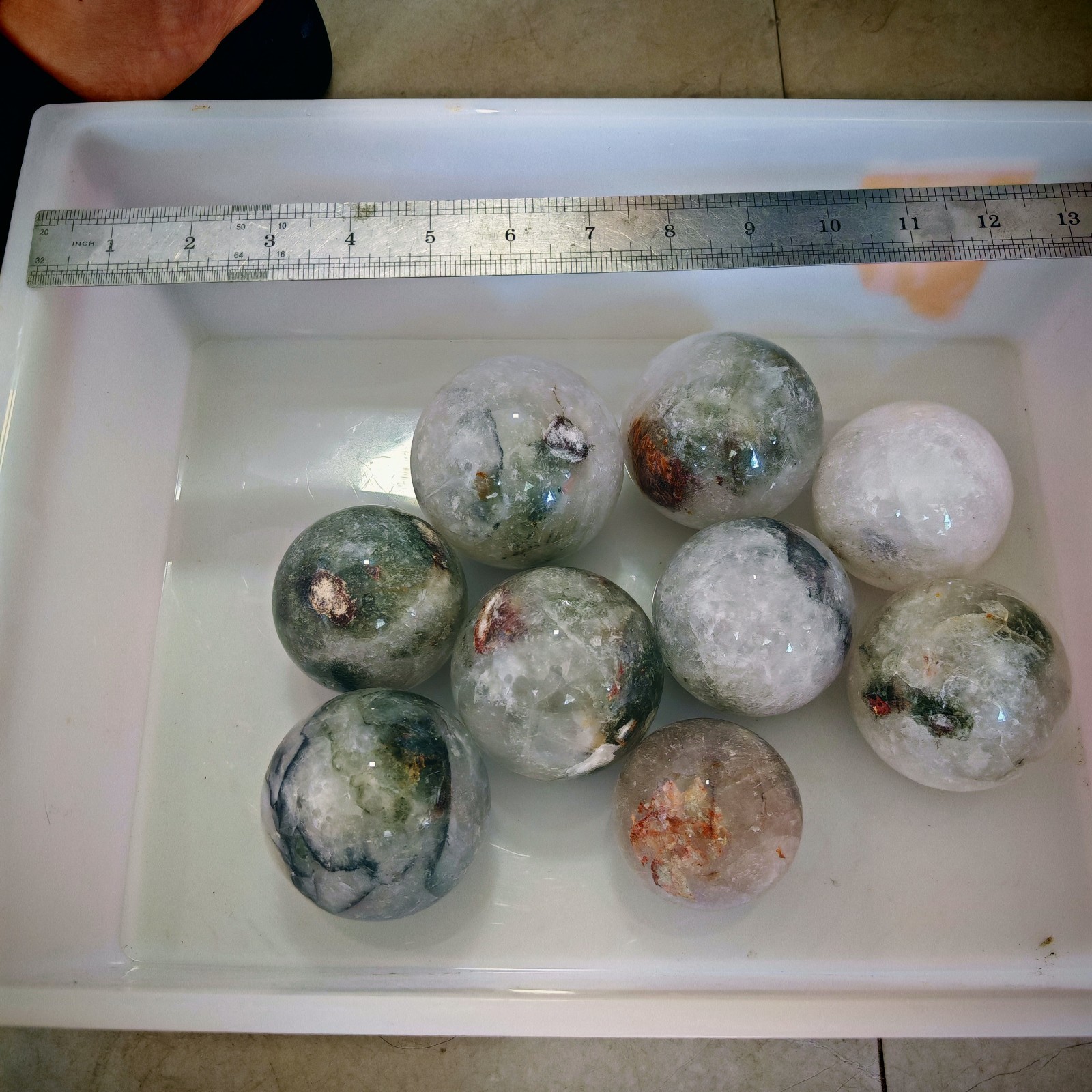 10.12LB Natural crystals naturally form landscape stone balls, combined 4.6kg