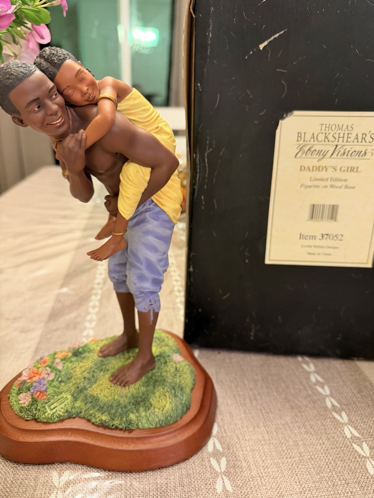 Thomas Blackshear Ebony Visions Daddy's Girl Limited Edition Figurine Wood Base