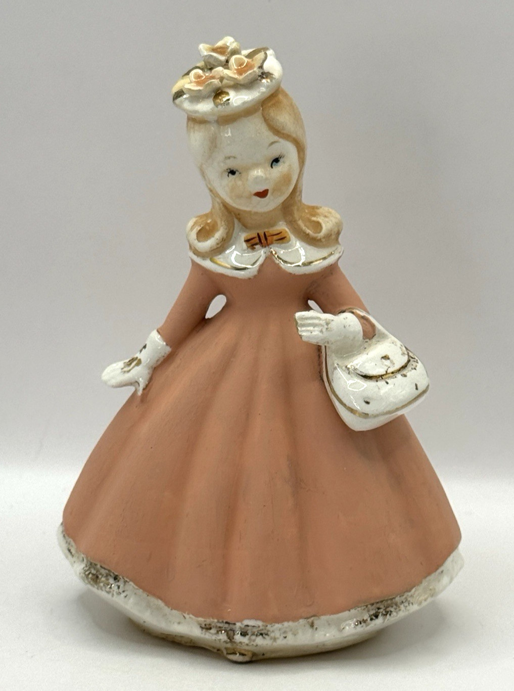 Vintage Lefton SUNDAY\'S BEST Girl Figurine in Peach Dress - 5\