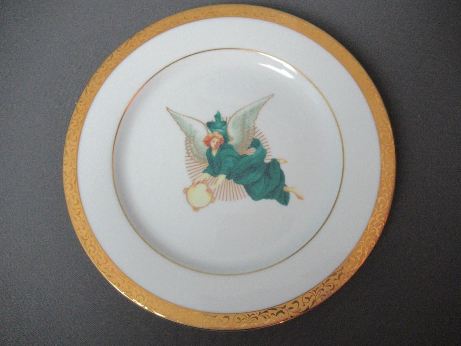 Gold Filigree Accent Salad Plate By Nikko - Teal Angel - 8\