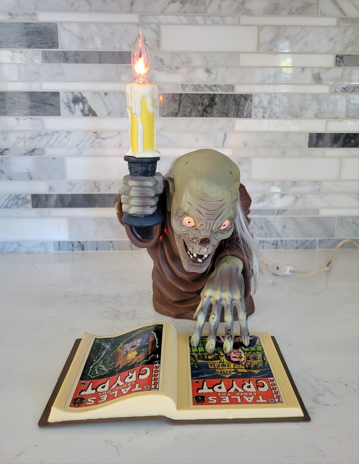 Vintage Tales From The Crypt Candelabra Crypt Keeper With Book Halloween 1996