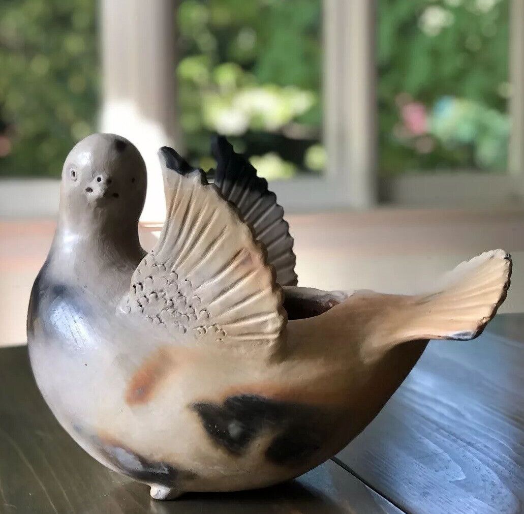 Vintage 1960\'s Large Guatemalan Pottery Chicken Dove Planter Guatemala Handmade 