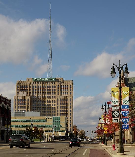 Detroit Michigan Woodward Avenue 2010s Wayne State University Midtown Skyline