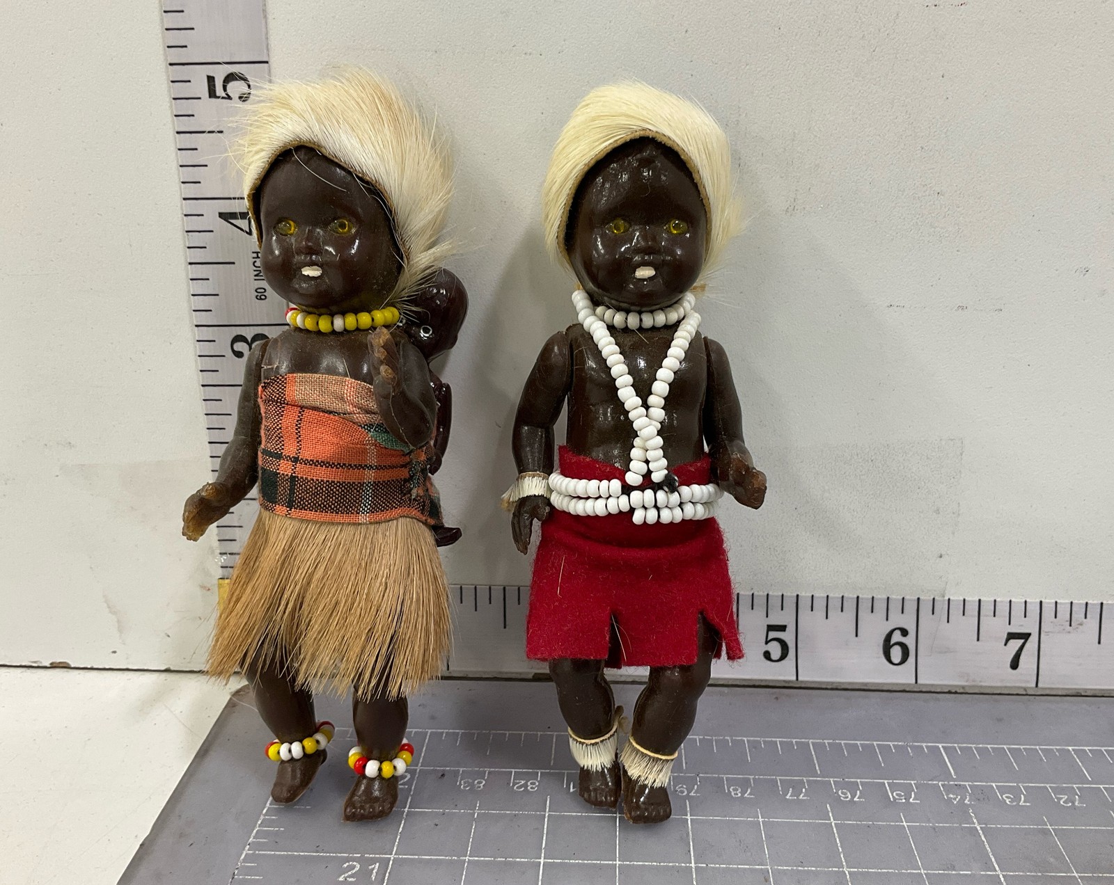African Style Souvenir Dolls 2 Piece Lot With Child 5 Inch Vintage