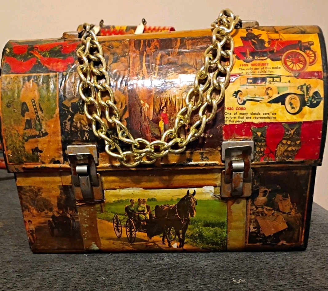 Vintage 1960\'s  Decoupage Dome Lunch Box