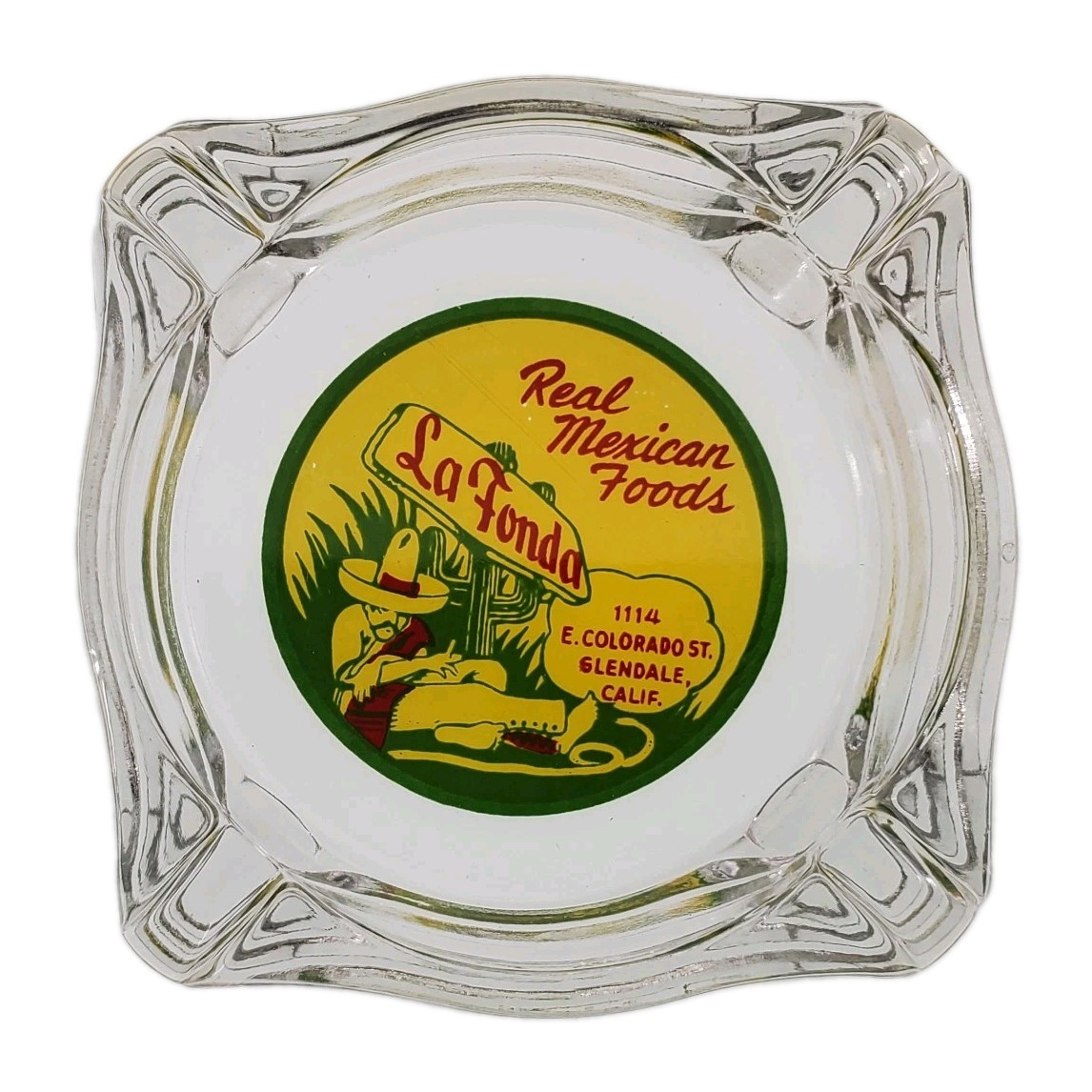 Vintage Ashtray / La Fonda Restaurant / Real Mexican Foods / Glendale CA / FLAW