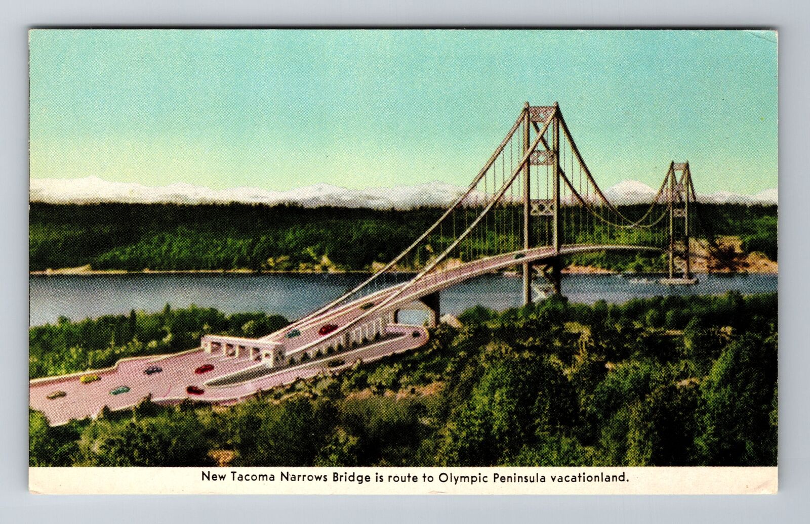 Tacoma WA-Washington, New Tacoma Narrows Bridge, Antique, Vintage Postcard