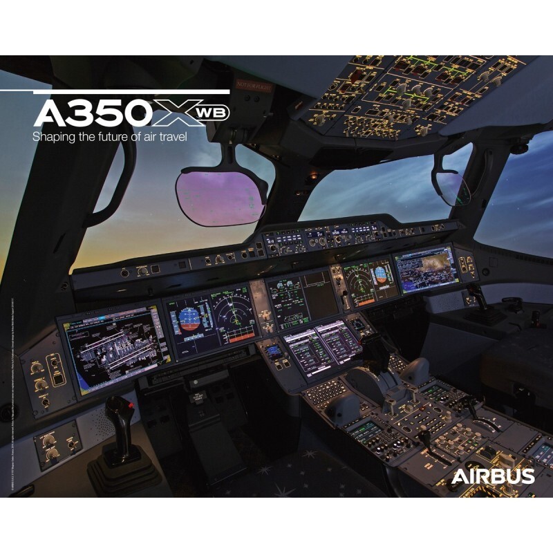 Airbus A350 XWB  Cockpit View  Horizontal Poster approx 44 x 29 cms last one