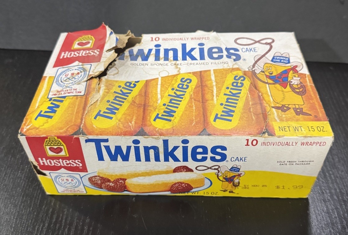 Vintage Hostess Twinkies BOX Snack Cake 1984 Olympics Old Rare