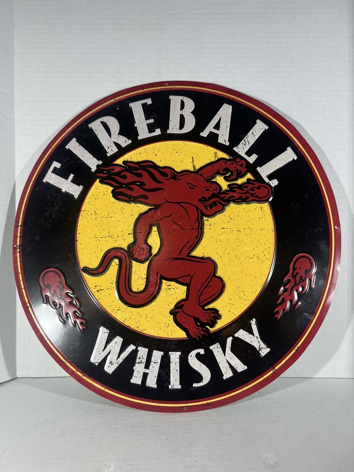 Brand New Retro Fireball Whisky Tin Tacker SIGN MANCAVE Fireball Whiskey 21 Inch