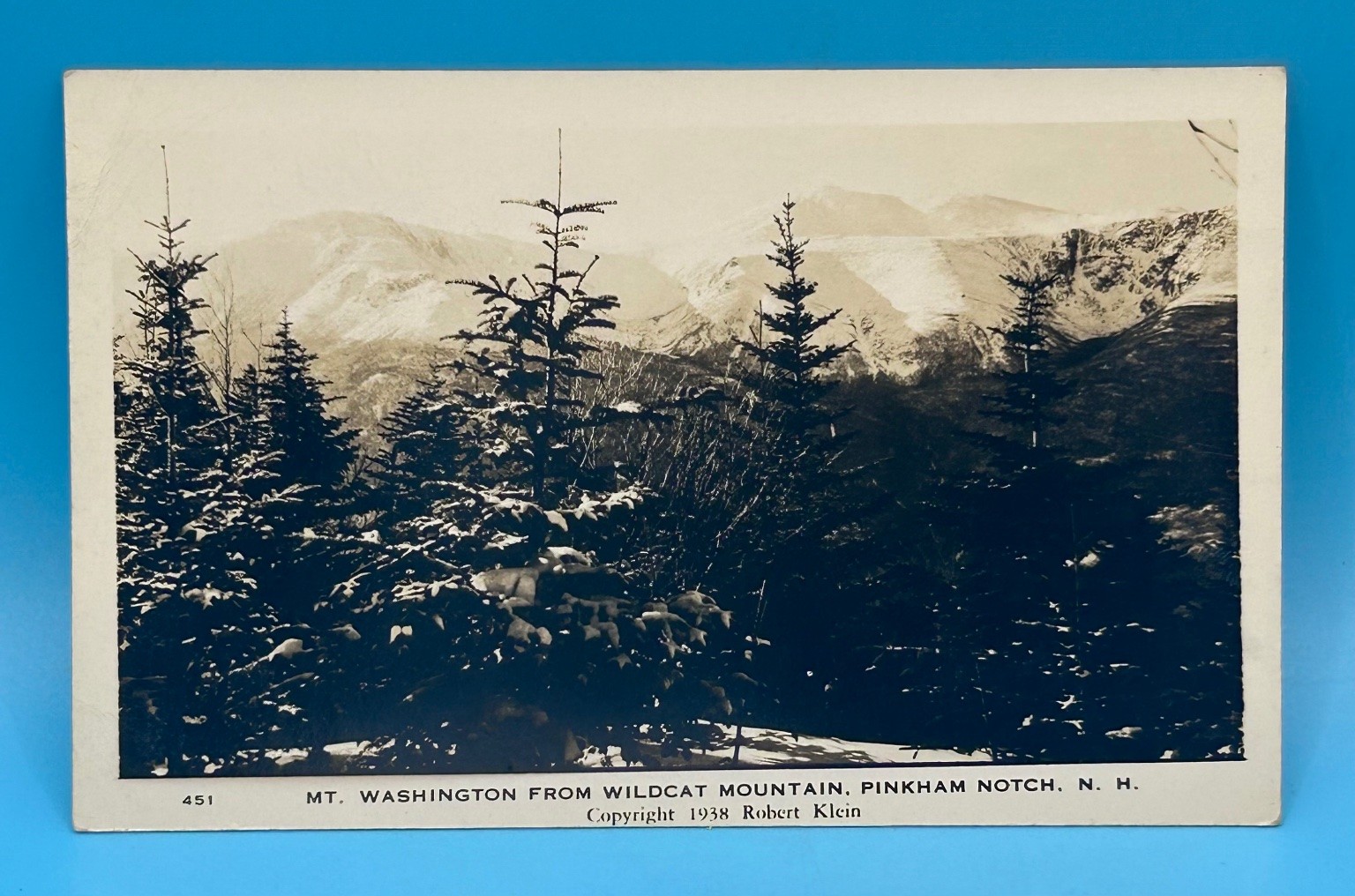 1938 Mt Washington Wildcat Mountain Pinkham Notch NH Winter Photo Postcard